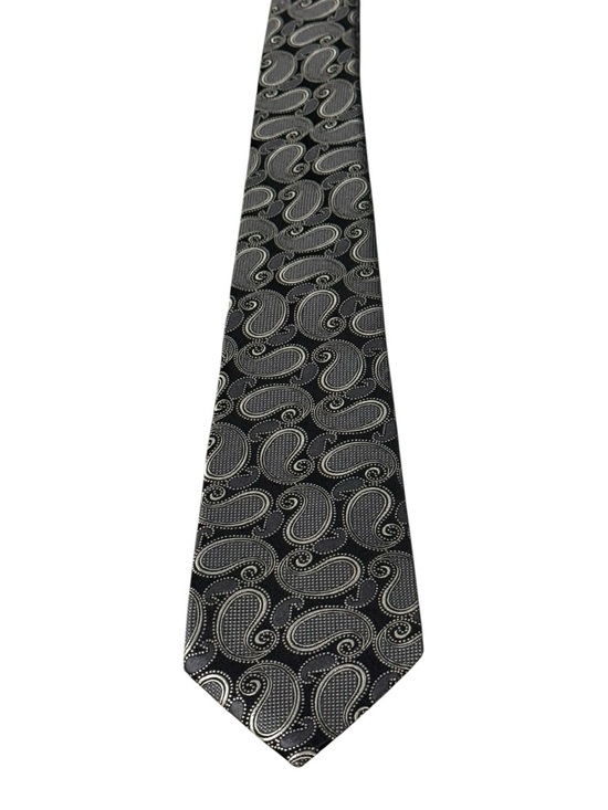 Ermenegildo Zegna Other - Ermenegildo Zegna Black and Silver Paisley Silk Tie Italy Necktie